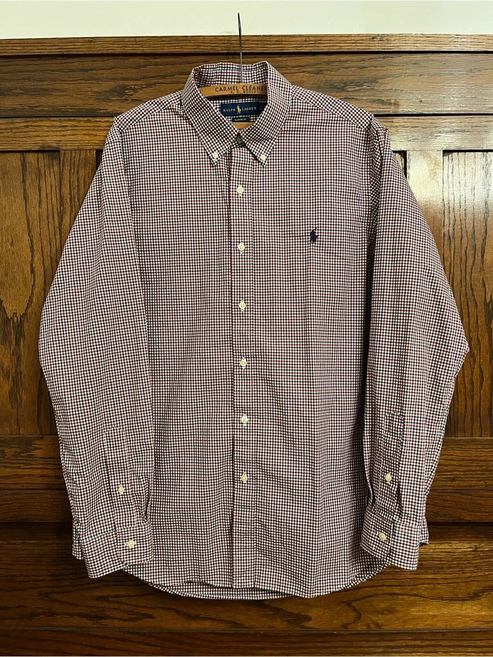 Polo Ralph Lauren Classic Fit Red White Navy Long Sleeve Button Down Shirt, L
